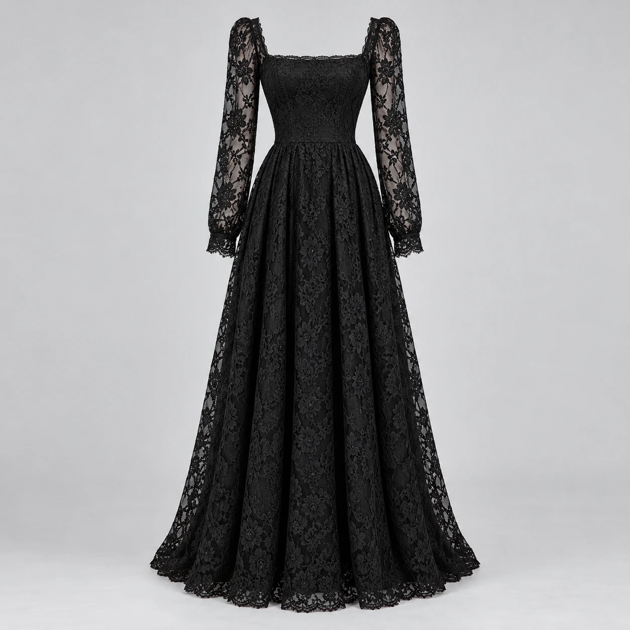 Black Nocturne Lace Maxi Dress