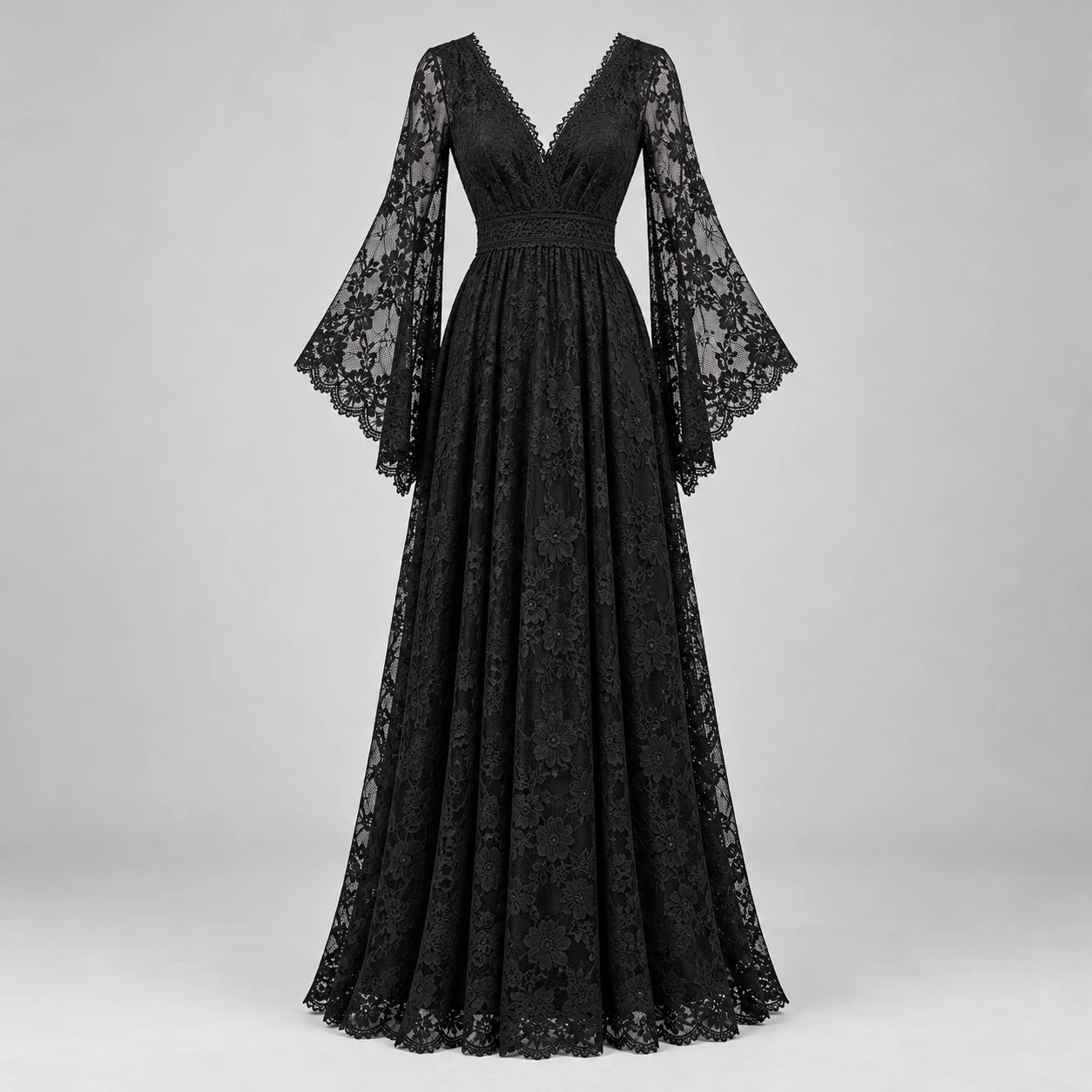 Black Raven Lace Maxi Dress