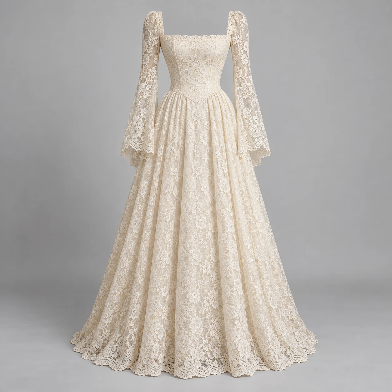 Bone Ivory Moonveil Lace Maxi Dress
